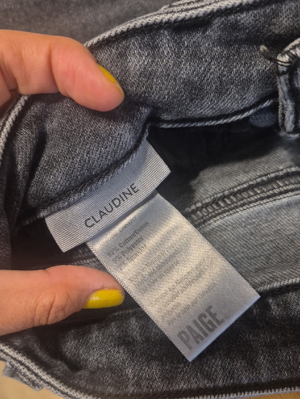 Paige Claudine Charcoal Black Jean Frayed Bottom Petite - Picture 6 of 11